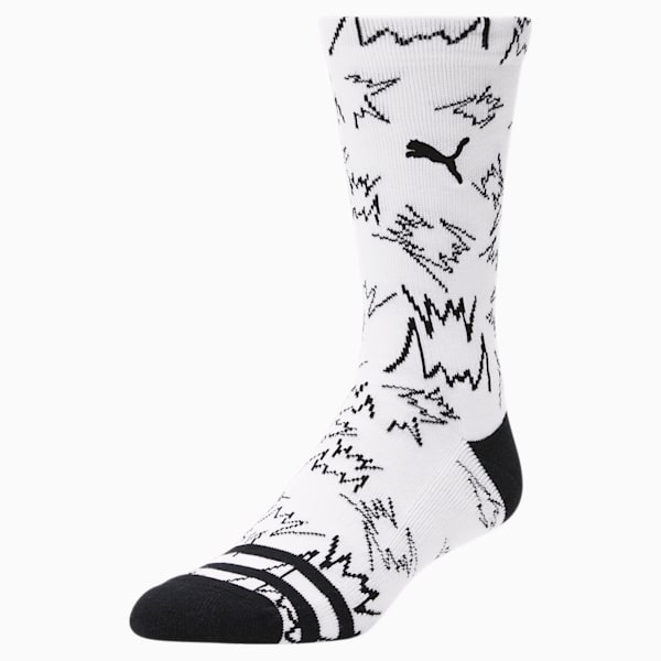 Men's Basketball Crew Socks [1 Pack], BLACK / WHITE, extralarge